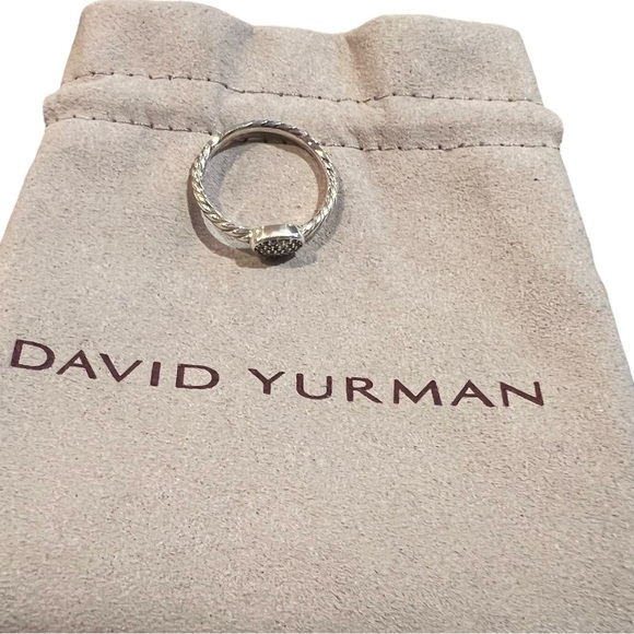 David Yurman Cable Collectibles Oval Stack Ring Sterling Silver Pavé Diamonds - Picture 7 of 15